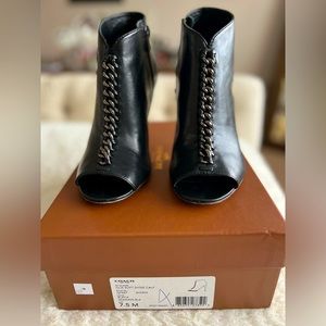 Coach Olie Soft Shine Calf Peep Toe Stilettos